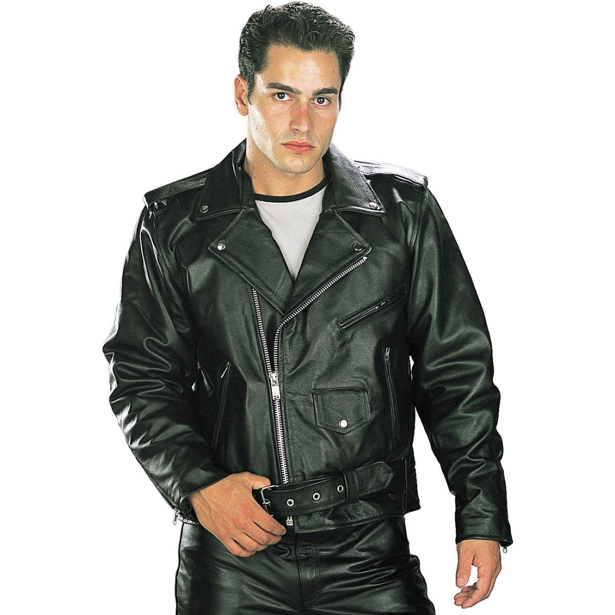 Men's Motorcycle Jacket In Black Leather - Thursday Boot Company