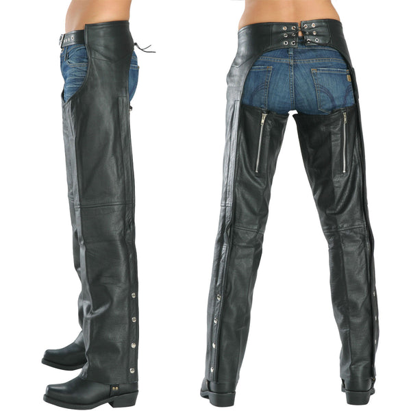 Xelement 7553 Women's Black 'Advanced Dual Comfort' Leather Chaps