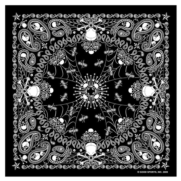 Hot Leathers BAB1039 Black Paisley Skull Bandana