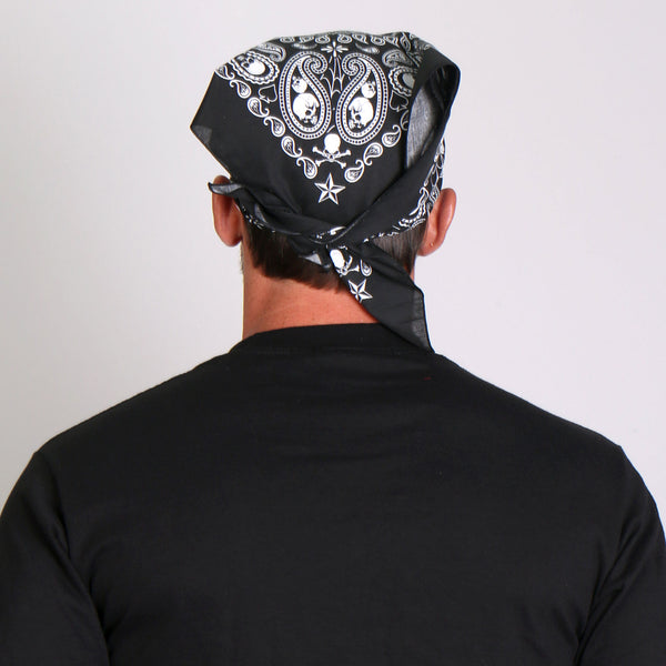 Hot Leathers BAB1039 Black Paisley Skull Bandana