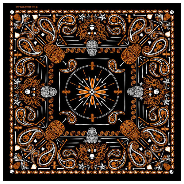 Hot Leathers BAB1069 Orange Paisley Skulls Bandana