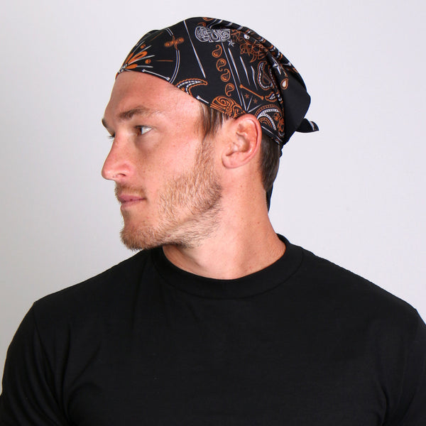 Hot Leathers BAB1069 Orange Paisley Skulls Bandana