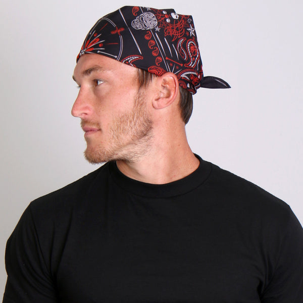 Hot Leathers BAB1070 Red Paisley Skulls Bandana