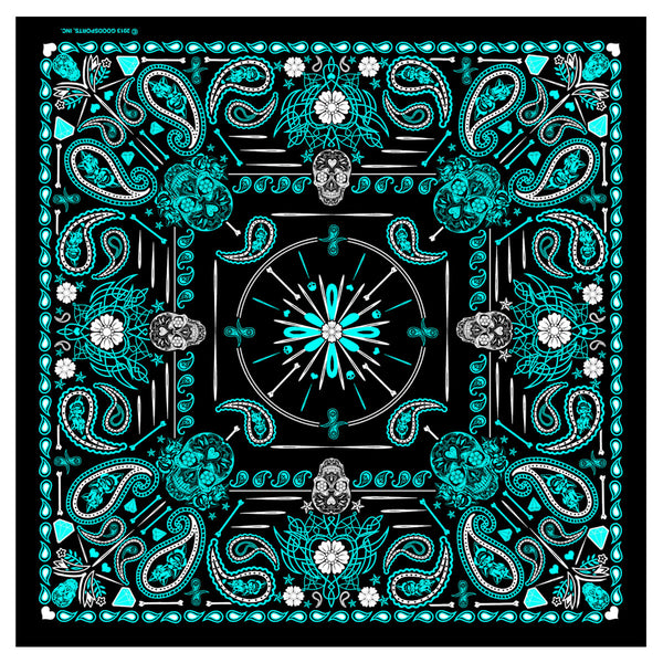 Hot Leathers BAB1072 Ladies Blue Paisley Skulls Bandana