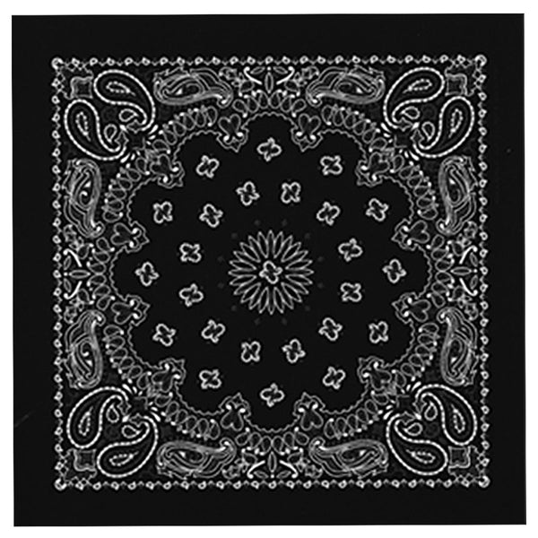 Hot Leathers BAP1001 Classic Black and White Paisley Bandana