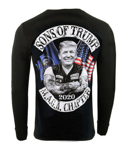 Biker Clothing Co. BCC117007 Men's Black 'Sons of Trump' Motorcycle Long Sleeve T-Shirt