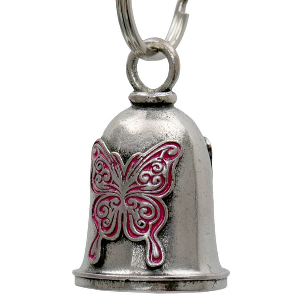 Milwaukee Leather MLB9089 Pink Curly Butterfly  Motorcycle Good Luck Bell w/ Key Ring-Key Chain Accessory for Bikers