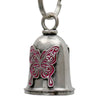 Milwaukee Leather MLB9089 Pink Curly Butterfly  Motorcycle Good Luck Bell w/ Key Ring-Key Chain Accessory for Bikers