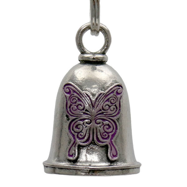 Milwaukee Leather MLB9090 Purple Curly Butterfly Motorcycle Good Luck Bell w/ Key Ring-Key Chain Accessory for Bikers