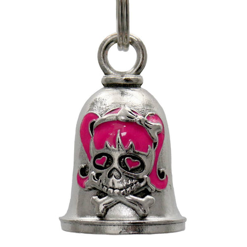 Milwaukee Leather MLB9107 Girly Skull Motorcycle Good Luck Bell w/ Key Ring-Key Chain Accessory for Bikers