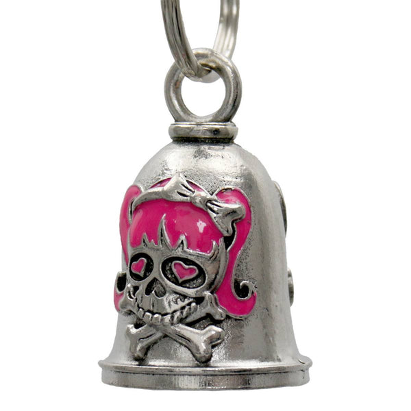 Milwaukee Leather MLB9107 Girly Skull Motorcycle Good Luck Bell w/ Key Ring-Key Chain Accessory for Bikers