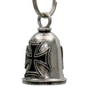 Milwaukee Leather MLB9111 Iron Cross Motorcycle Good Luck Bell w/ Key Ring-Key Chain Accessory for Bikers