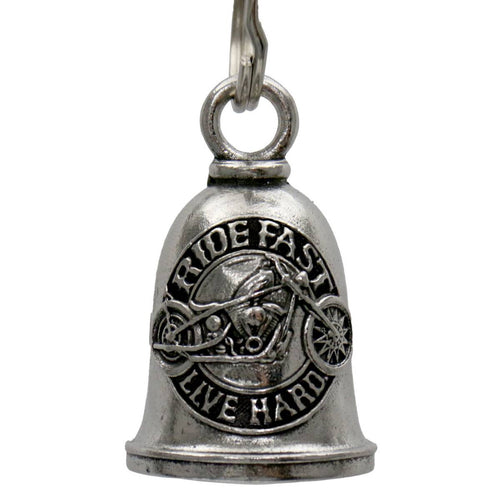 Milwaukee Leather MLB9132 Ride Fast Live Hard Motorcycle Good Luck Bell w/ Key Ring-Key Chain Accessory for Bikers