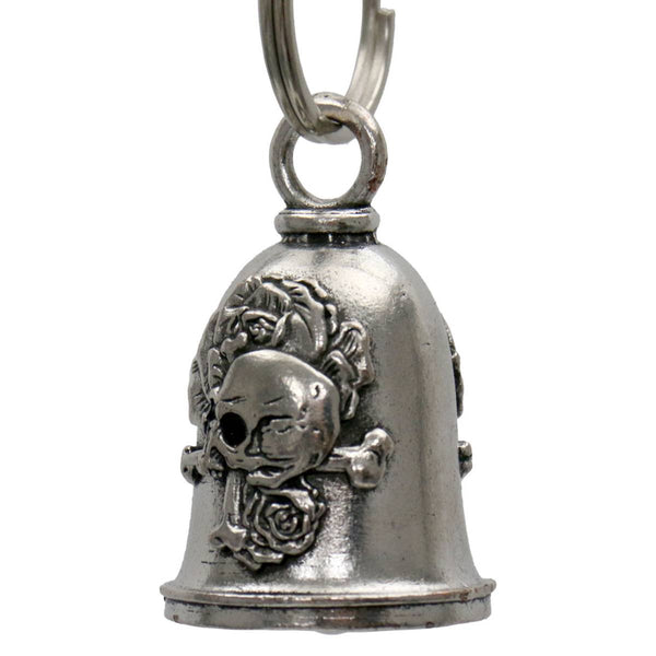 Milwaukee Leather MLB9134 Rose Skull Motorcycle Good Luck Bell w/ Key Ring-Key Chain Accessory for Bikers