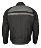 M Boss Motorcycle Apparel BOS11700 Men's Black Nylon Motorcycle Racer Riding Jacket with Reflective Piping