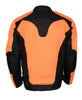 M Boss Motorcycle Apparel BOS11701 Men's High-Vis Orange Nylon Motorcycle Racer Riding Jacket with Mesh Panel Black