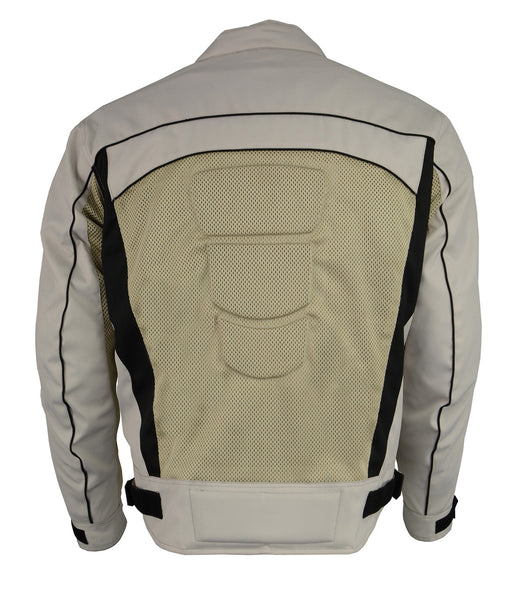 M Boss Motorcycle Apparel BOS11705 Men's Silver Mesh and Nylon Motorcycle Racer Jacket with Armor Protection