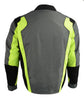 M Boss Motorcycle Apparel BOS11706 Men's Hi-Vis Green Nylon Motorcycle Racer Jacket with Armor Protection