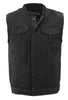 M Boss Motorcycle Apparel BOS13000 Men's Black Denim Club Style Vest with Hidden Zipper