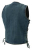 M Boss Motorcycle Apparel BOS13003 Men's Blue Denim Motorcycle Side Lace Vest with Quick Draw Pocket