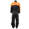 M-Boss Motorcycle Apparel BOS19500 Men’s High-Vis Orange 2-Piece Motorcycle Rider Rain Suit