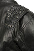 M Boss Motorcycle Apparel BOS22503 Women's Black Armored Motorcycle Leather Jacket with Back Lacing Detail
