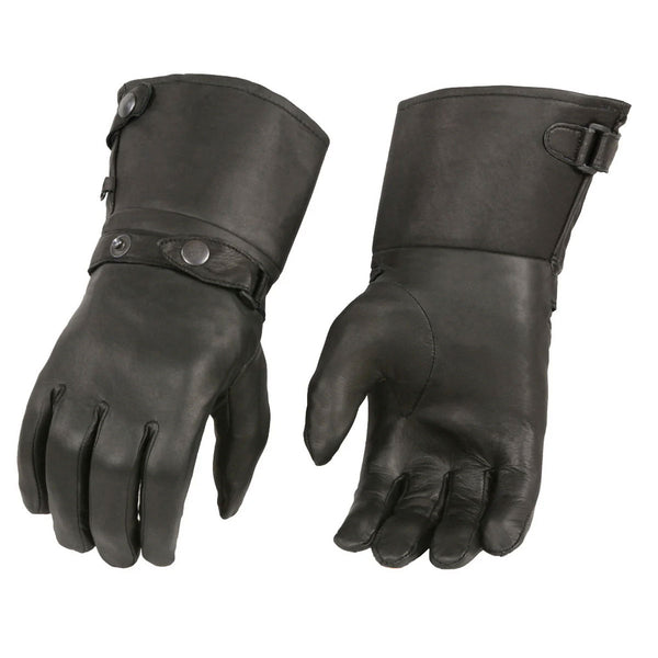 M Boss Motorcycle Apparel BOS37501 Men's Thermal Lined Leather Gauntlet Gloves with Snap Wrist and Cuff