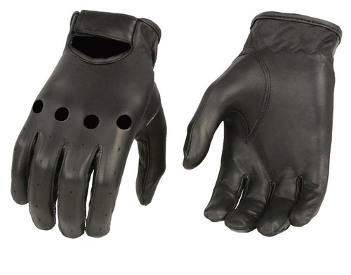 M Boss Motorcycle Apparel BOS37534 Men's Black Unlined Leather Classic Style Driving Gloves