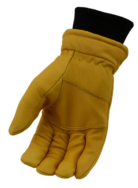 M Boss Motorcycle Apparel BOS37546 Men's Yellow and Black Full Grain Deerskin Leather Motorcycle Gloves