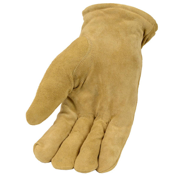 M-Boss Motorcycle Apparel BOS37552 Men's Sand Color Thermal Lined Gloves Made of USA Deer Suede