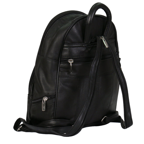 Hot Leathers BPA1018 Black Leather 6 Pocket Backpack