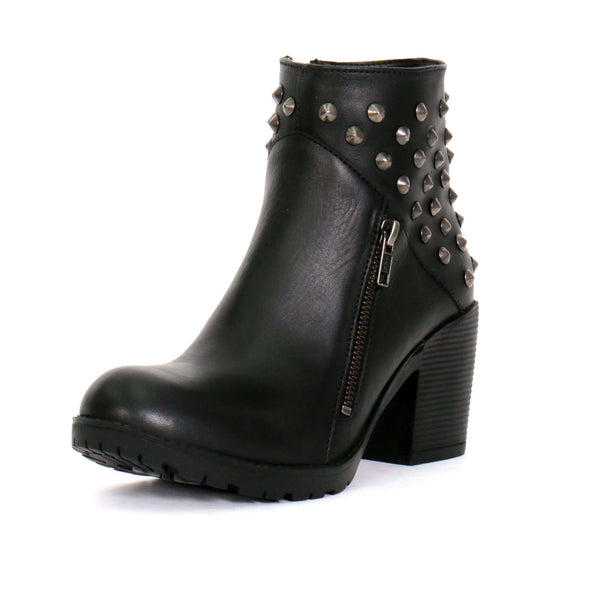 Hot Leathers BTL1003 Ladies 5-inch Black Studded Ankle Leather Boots with Side Zippers