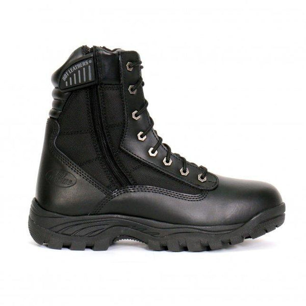 Hot Leathers BTM1012 Men's Black Leather Swat Style Lace Up Boots with Zippers