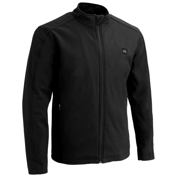 The Bikers Zone BZ2862 Men's Heated Black Soft-Shell Jacket with 12V Battery