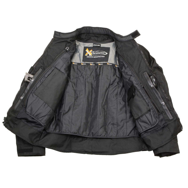 Xelement CF380 Men's 'Devious' Black Mesh Jacket with CE X-Armor Protection