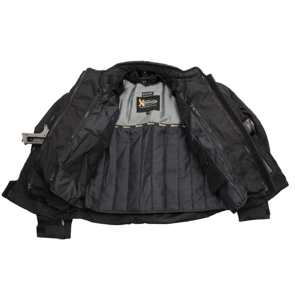 Xelement CF751 Men's Roll Out Black Tri-Tex Motorcycle Protective Riders Jacket w/ CE Armor Protection