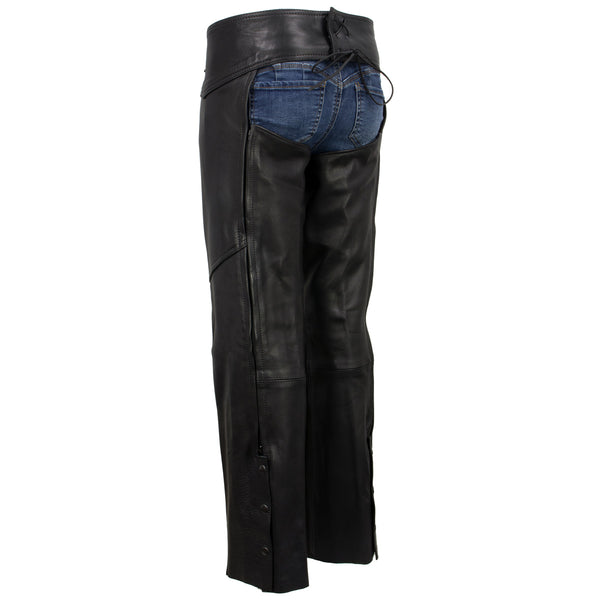 Milwaukee Leather USA MADE MLCHL5001 Women's Black 'Shade' Premium Leather Motorcycle Chaps