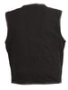 Club Vest CVM3038 Men's Black Denim Collarless Motorcycle Club Style Vest with Leather Trim