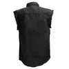 Milwaukee Leather DM1002 Men's Black Lightweight Denim Shirt with Frayed Cut Off Sleeveless