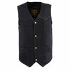 Milwaukee Leather DM1310 Men's Black Classic Denim Western Style Cowboy Biker Vest w/ Snap Button Closure