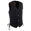 Milwaukee Leather DM1315 Men's Black Classic Denim Western Style Cowboy Biker Vest with Adjustable Side Laces