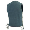 Milwaukee Leather DM1360 Men's Blue Side Lace Denim Vest with Chest Pockets