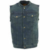 Milwaukee Leather DM2238 Men's Classic Blue Denim Club Style Vest with Snap Button Closure