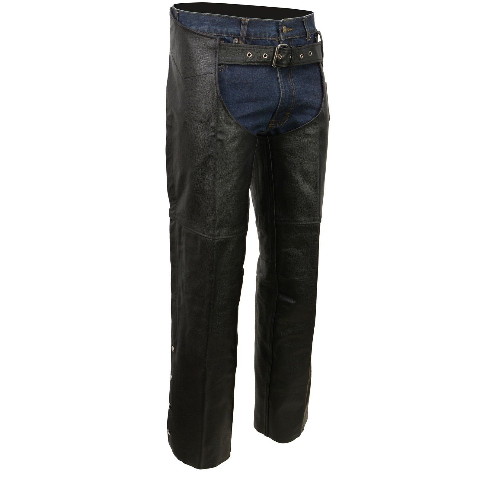 Mens Black Premium Cowhide Jeans Style Biker Motorcycle Leather