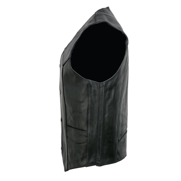 Event Leather EL5310 Black Motorcycle Leather Vest for Men - Riding Club Adult Motorcycle Vests