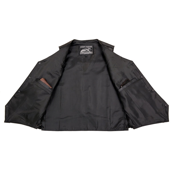EL5310 Black Motorcycle Leather Vest for Men - Riding Club Adult Motorcycle  Vests
