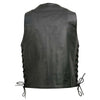 Event Leather EL5391 Black Motorcycle Leather Vest for Men w/ 10 Pockets- Riding Club Adult Motorcycle Vests