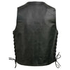 Event Leather EL5391 Black Motorcycle Leather Vest for Men w/ 10 Pockets- Riding Club Adult Motorcycle Vests