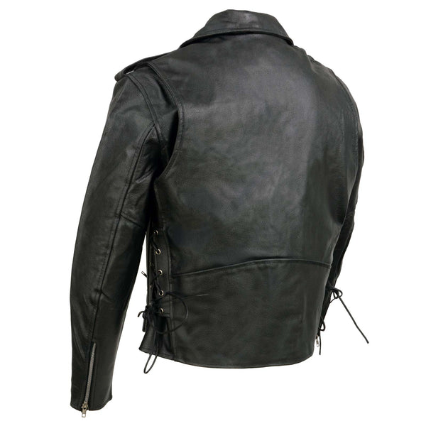 Event Leather EL5411 Men's Black Classic Side Lace Motorcycle Leather Jacket – Motorcycle Riding Jackets – Motorcycle Riding Jackets