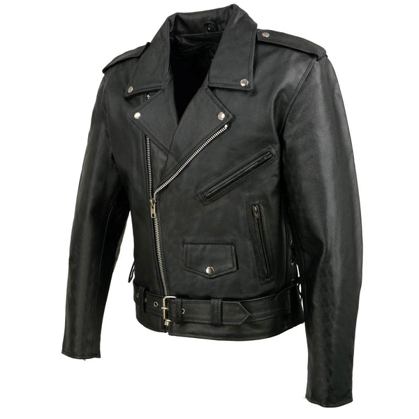 Event Leather EL5411 Men's Black Classic Side Lace Motorcycle Leather Jacket – Motorcycle Riding Jackets – Motorcycle Riding Jackets